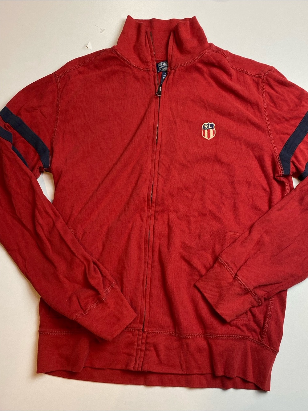 Vintage 90s Polo Jeans Co Ralph Lauren Red Zip-Up Sweater - M